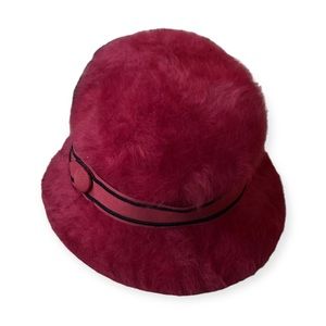 Vintage Y2K Kangol Furry Red Jennifer Bucket Hat, Made in UK, sz Regular
